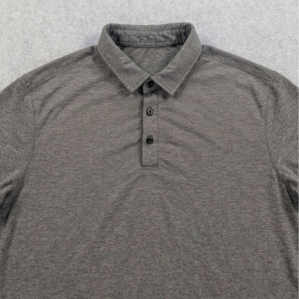 Lululemon Mens Evolution Polo Shirt Heathered Grey Short Sleeve Medium 20x29